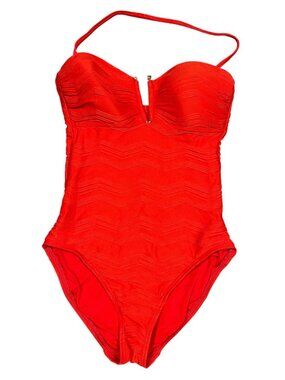 La Blanca Guava Chevron Plunging One Piece Swimsuit SIZE-4